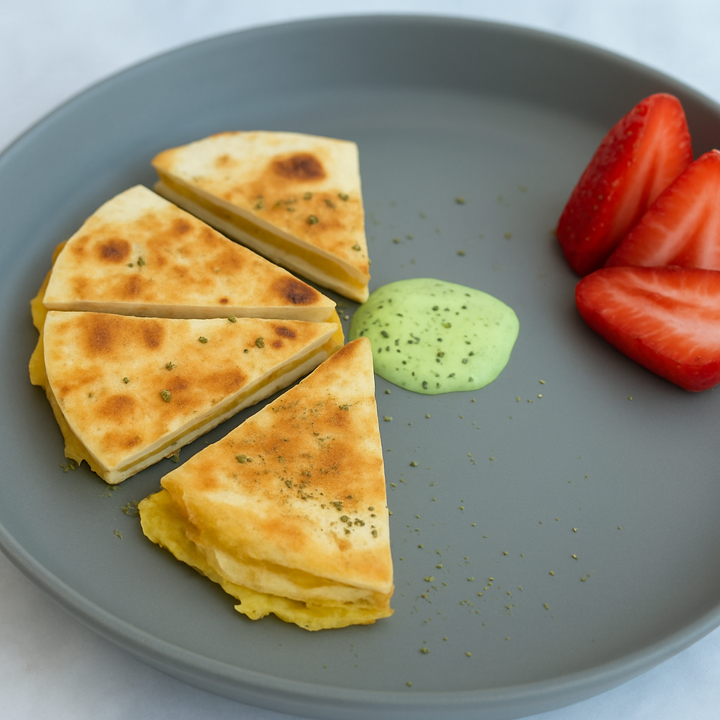 egg, cheese, and avocado breakfast quesadilla for toddlers