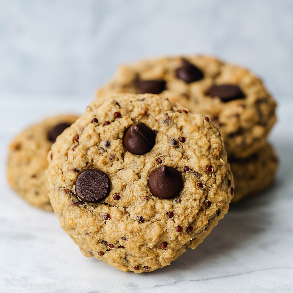 The toddler cookie, with toasted quinoa, chocolate chips, and peanut butter evident across its surface
