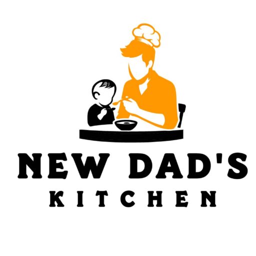 The New Dad's Kitchen logo features a dad and small child sharing a bowl of food.