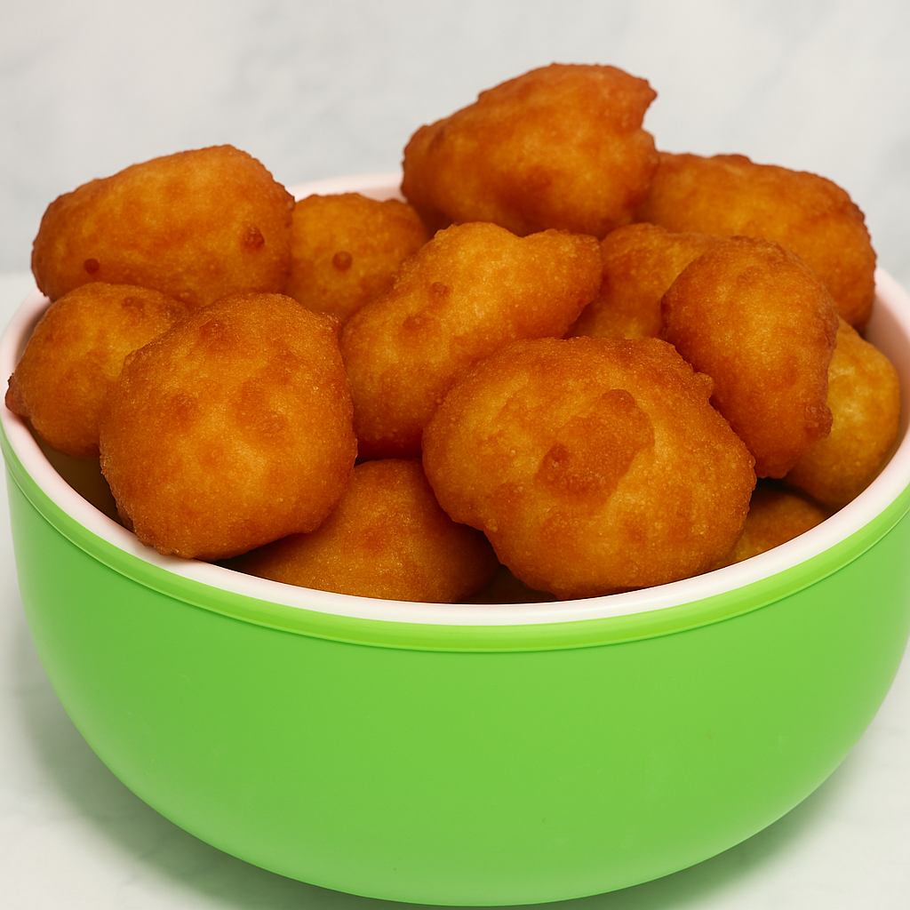 A bowl full of kibbeh, ground beef and couscous croquettes, is displayed,