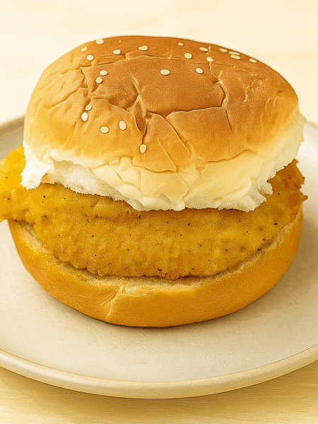 A toddler chicken sandwich is shown; honey butter not visible.