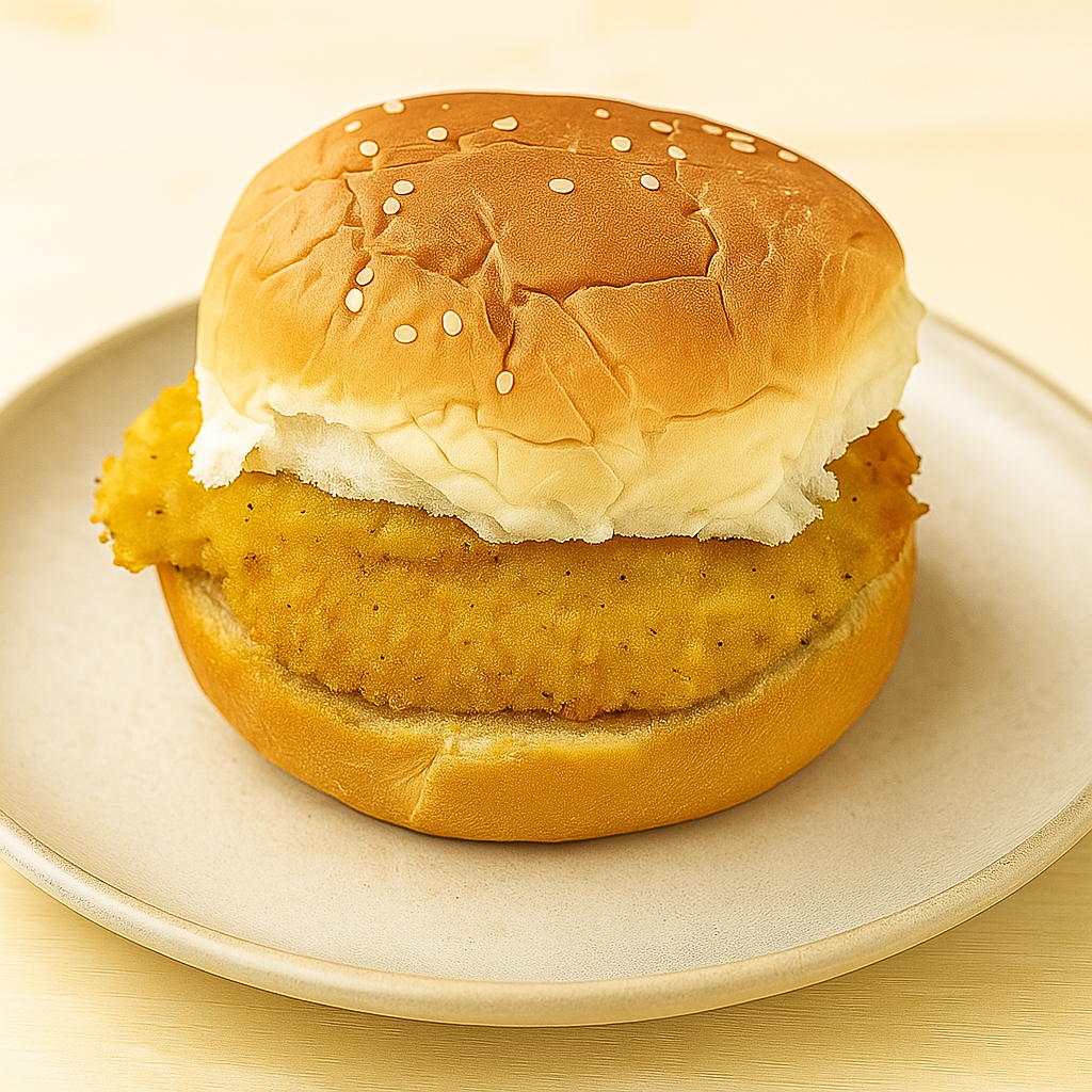 A toddler chicken sandwich is shown; honey butter not visible.