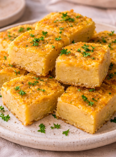 A stack of chickpea bread for toddlers is adorned with fresh presley.
