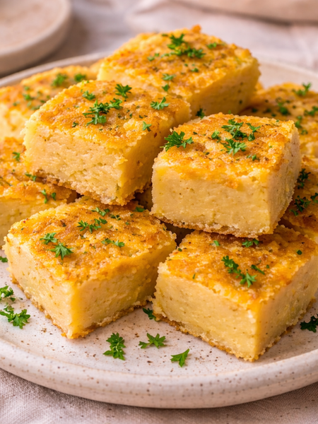A stack of chickpea bread for toddlers is adorned with fresh presley.
